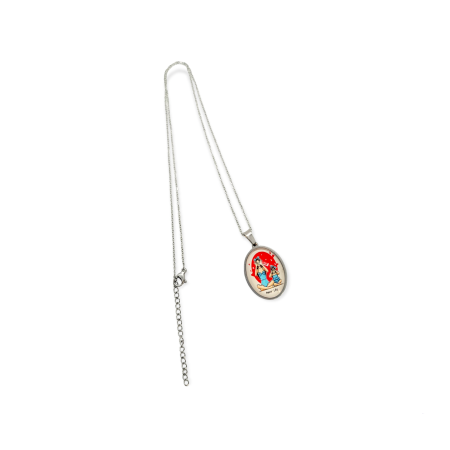 Necklace steel silver mother and daughter